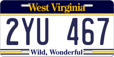WV license plate 2YU467