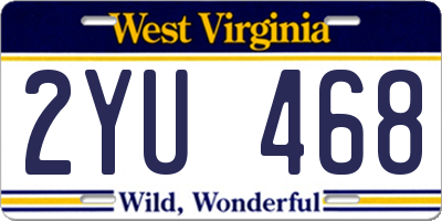 WV license plate 2YU468