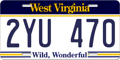 WV license plate 2YU470