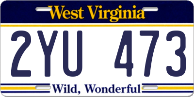 WV license plate 2YU473