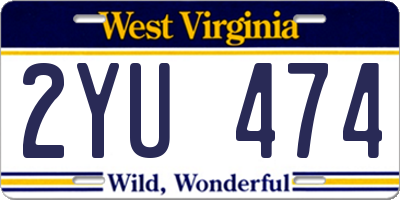 WV license plate 2YU474