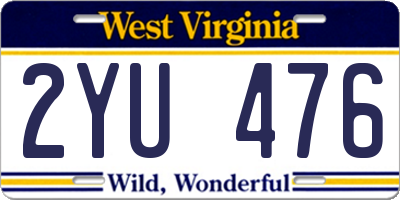 WV license plate 2YU476
