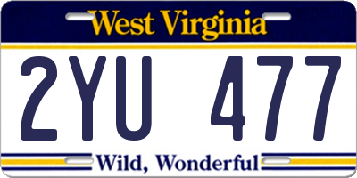 WV license plate 2YU477