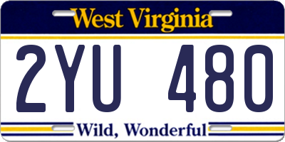 WV license plate 2YU480