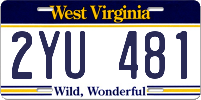 WV license plate 2YU481
