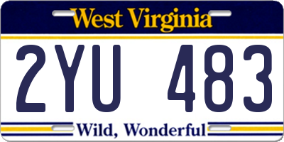 WV license plate 2YU483