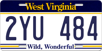 WV license plate 2YU484