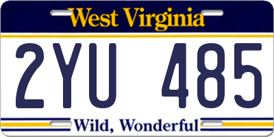 WV license plate 2YU485