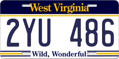 WV license plate 2YU486