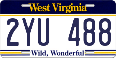 WV license plate 2YU488