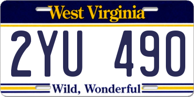 WV license plate 2YU490
