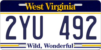 WV license plate 2YU492