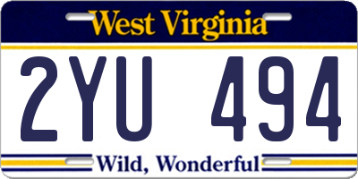 WV license plate 2YU494