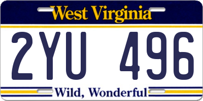 WV license plate 2YU496