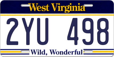 WV license plate 2YU498