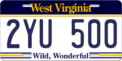WV license plate 2YU500