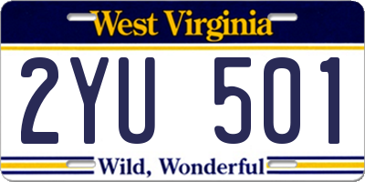 WV license plate 2YU501
