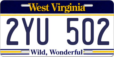 WV license plate 2YU502