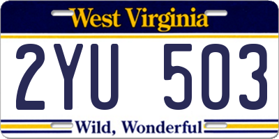 WV license plate 2YU503