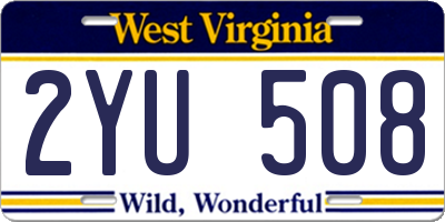WV license plate 2YU508