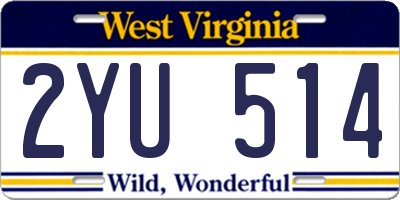 WV license plate 2YU514