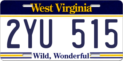 WV license plate 2YU515