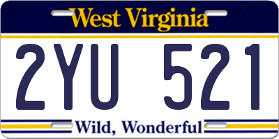 WV license plate 2YU521