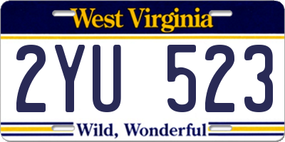 WV license plate 2YU523