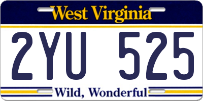 WV license plate 2YU525