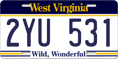 WV license plate 2YU531