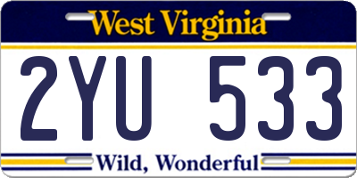 WV license plate 2YU533