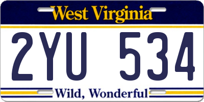 WV license plate 2YU534