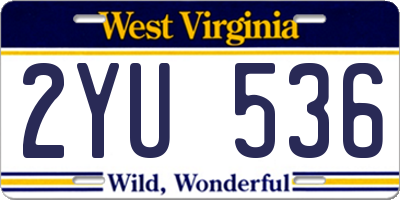 WV license plate 2YU536