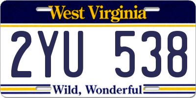 WV license plate 2YU538