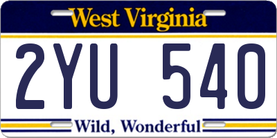 WV license plate 2YU540