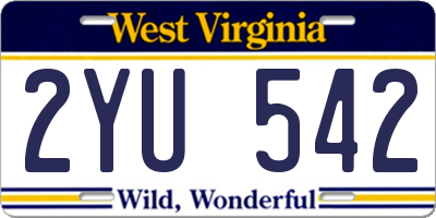 WV license plate 2YU542