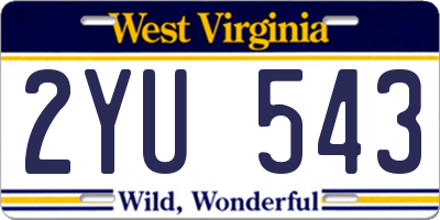 WV license plate 2YU543