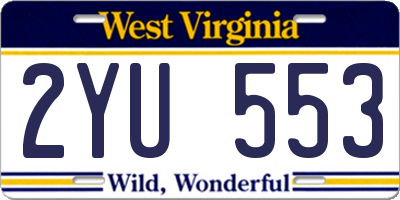 WV license plate 2YU553