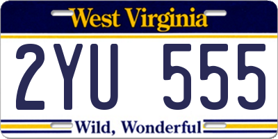 WV license plate 2YU555