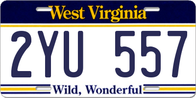 WV license plate 2YU557