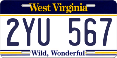 WV license plate 2YU567