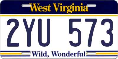 WV license plate 2YU573