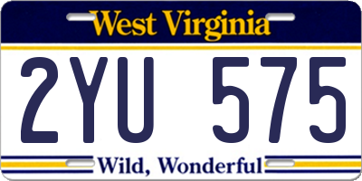 WV license plate 2YU575