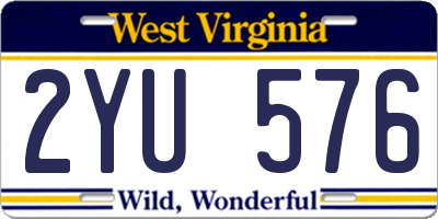 WV license plate 2YU576