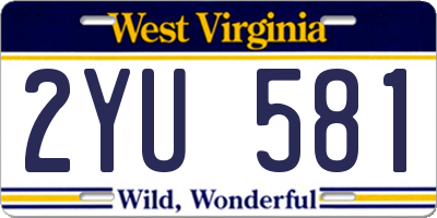 WV license plate 2YU581