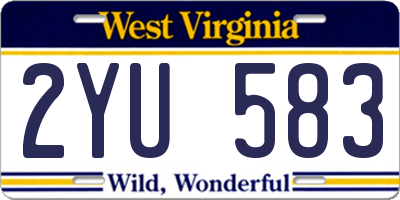 WV license plate 2YU583