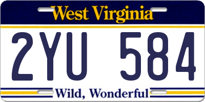 WV license plate 2YU584