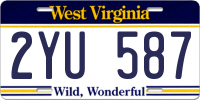 WV license plate 2YU587
