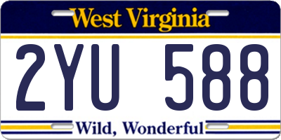 WV license plate 2YU588