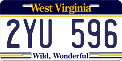 WV license plate 2YU596